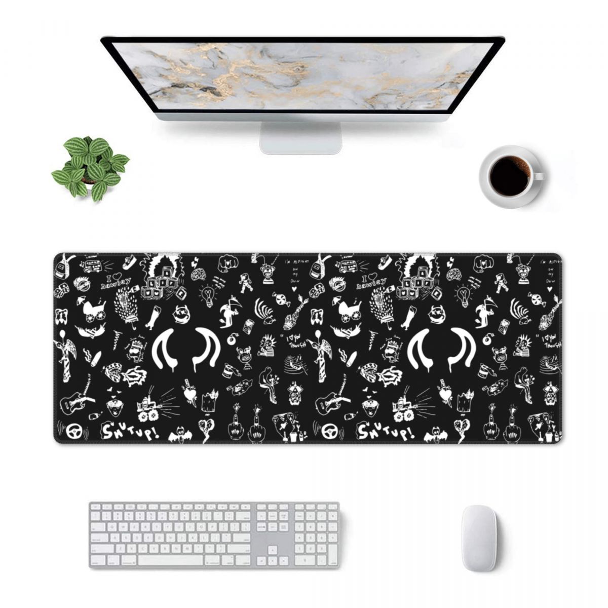 Gaming Accessories Drawing - Große Mausmatte Yungblud Zeichnungen Tattoo-Motiv Gamer