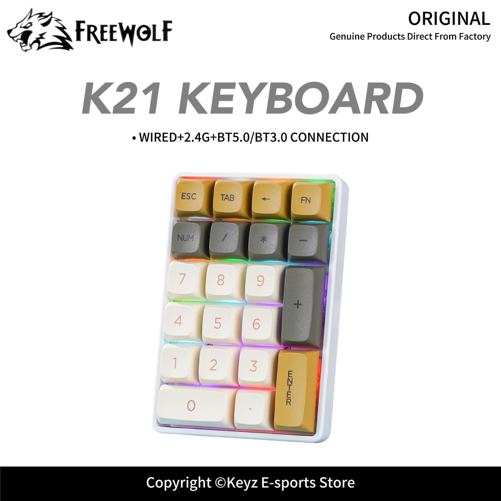 Keyboard Numpad Separate - K21 Tri-Mode Mechanisches Numerisches Tastenfeld FREEWOLF